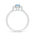 thumbnail image 2 of Angara Natural 0.4 Ct. Aquamarine with Diamond Halo Ring in 14K White Gold for Women (Ring Size: 3), 2 of 8
