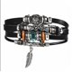 thumbnail image 1 of Pulsera de cuero para hombre y mujer con cuentas multicapa recortada/regalo, 1 of 1