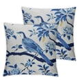 thumbnail image 2 of Nawypu Blue Indigo Floral Chinoiserie Pillow Covers  Blue and White Porcelain Birds Chic Lumbar Pillow Covers with Invisible Zipper Both Sides Decorative Couch Pillow Cover for Sofa 2pcs, 2 of 6
