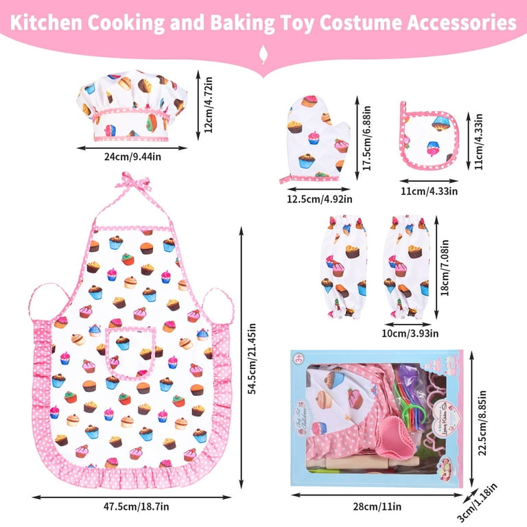 HEQUSIGNS Kids Cooking and Baking Set, 31 Pcs Kids Chef Apron Set, Children  Kitchen Bake Playset Accessories for Kids Age 3-10 