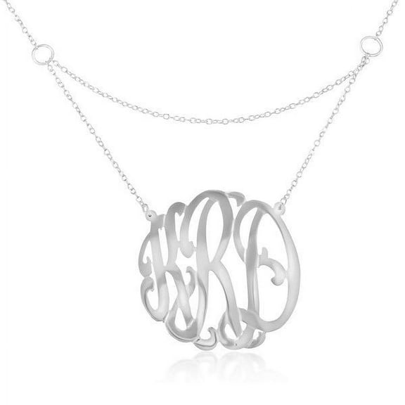 Personalized Handmade Gated Monogram Necklace in Sterling Silver or 14kt Gold Plated Sterling Silver