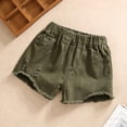 thumbnail image 5 of SGMVNU Girls Summer Shorts Casual Distressed Shorts Loose Fit Solid Color Elastic Waist Fashion Bottoms Cotton Play Shorts, Size 4-5 Years, Green, 5 of 6