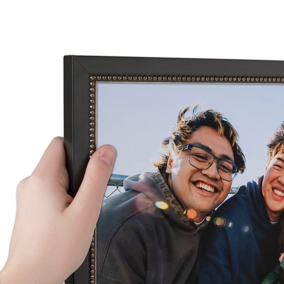 ArtToFrames 18" x 37" Black Square with Silver Beads Picture Frame, 18x37 inch Multi Wood Poster Frame (WOM-5287), Pack
