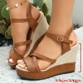 thumbnail image 5 of Viluyesy Women's Wedge Sandals, Adjustable Strap Open Toe Thick Sole Summer 2025 Comfortable Shoes Brown 5.5, 5 of 8