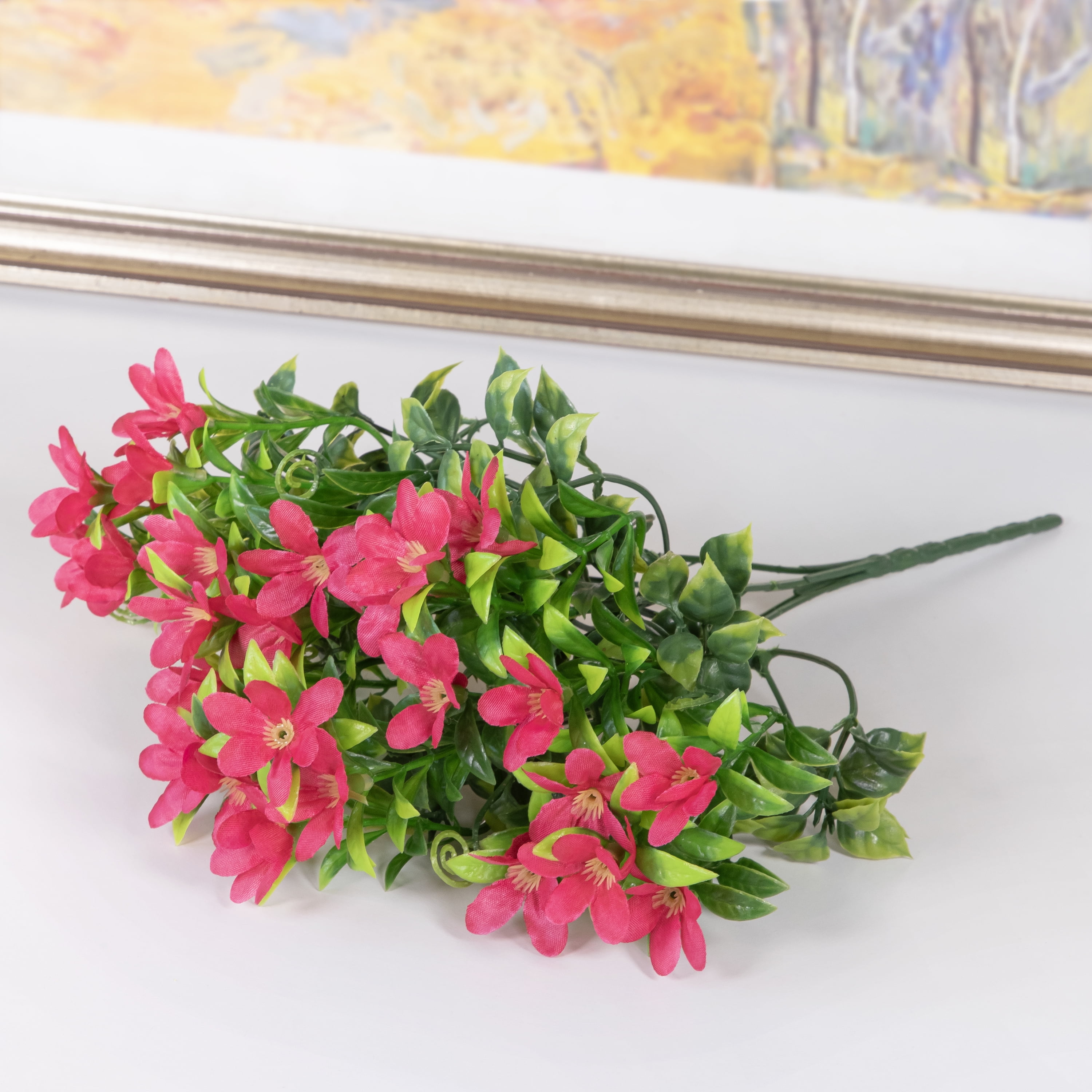 13-inch Artificial Multi Heads Mini Flowers Pick, Hot Pink, 1pc, for Indoor Use, by Mainstays