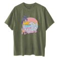 thumbnail image 4 of TSADFHJI Hauts de Noël pour Femmes Col en V T-Shirt Simple à Épaules Dénudées Décontracté Col Rond Manches Courtes T-Shirt Imprimé T-Shirt m Vert, 4 of 4