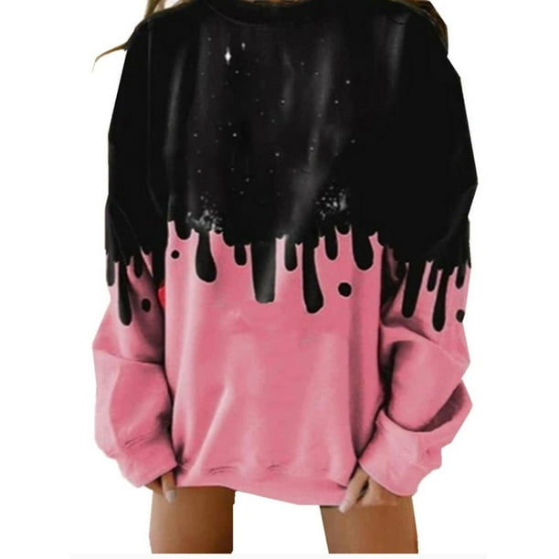 Sudaderas Navideñas Para Mujer Tallas Grandes Manga Larga Tie-Dye Casual Pullover Tops Odeerbi ODB208640