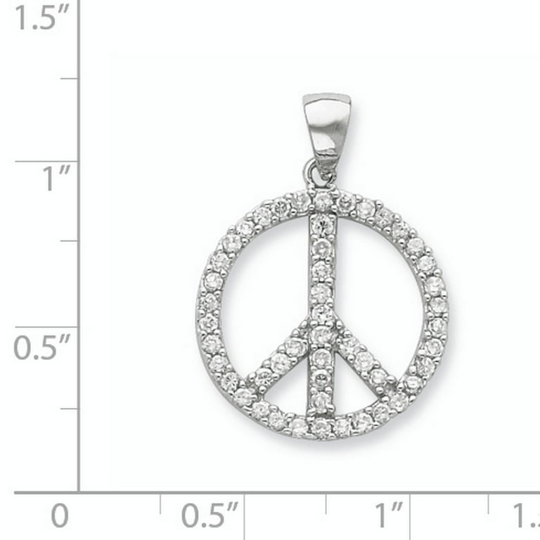 アクセサリー CONCHO CLASSIC - SILVER PEACE NECKLACE 925 Sterling Silver Polished CZ Simulated Diamond Peace