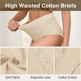 thumbnail image 6 of GAI YI Women's High Waisted Briefs Tummy Control Cotton Underwear Ladies Lace Panties 4Pack 2Black+2Skin XL, 6 of 6
