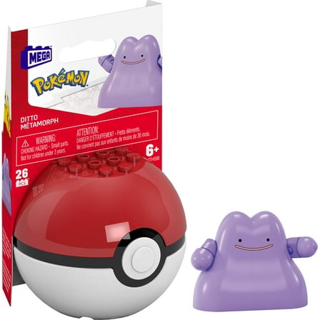 MEGA Pokemon Building Toy Kit Ditto (26 Pieces) with 1 Action Figure and Ball for Kids
