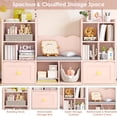 thumbnail image 6 of Homfa Kids Bookshelf with Reading Nook, Kids Toy Storage Cabinet with 8 Cubby, 2 Wood Toy Bin for Nursery Kids Room, Pink, 6 of 7