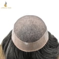 thumbnail image 4 of Lyrical Hair Toupee for Men Fine Mono Mens Toupee Human Hair Replacement Systems Monofilament with NPU Hairpiece for Man Black Brown Blonde Gray Hair Wig Unit, 4 of 7
