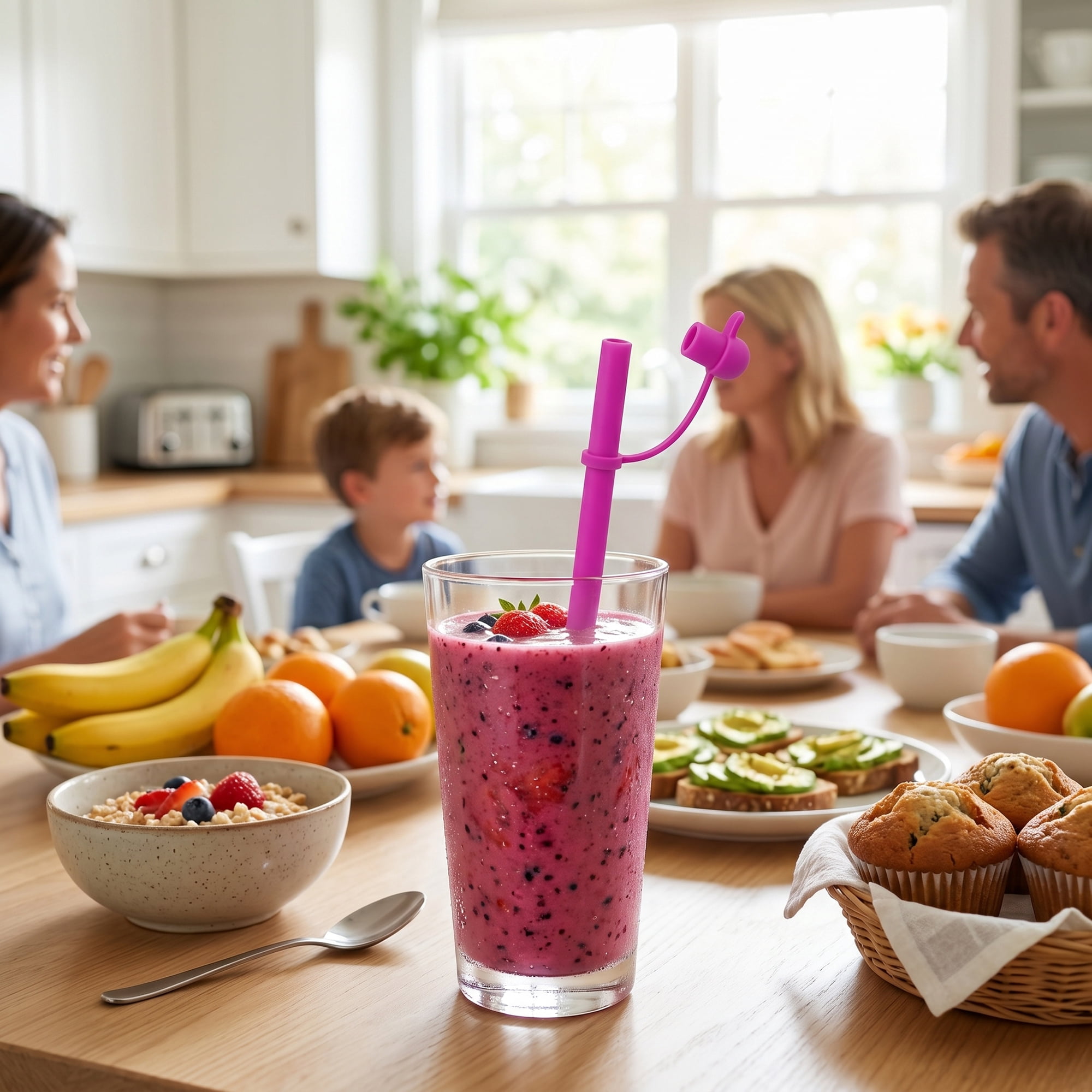 Unique Bargains 10Pcs Reusable Silicone Dishwasher Safe Straws Purple