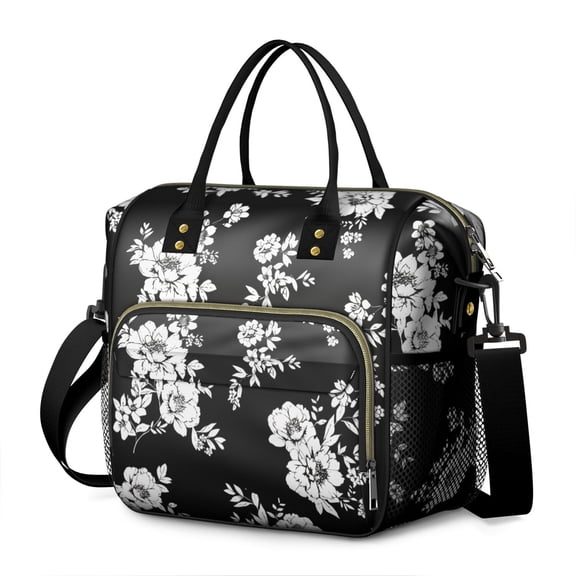 Pioneer Flower Floral Print Pattern Womens Lunch Box for Work,Insulated Large Lunch Bag for Tween and Teen,Loncheras Para Mujer,Leakproof Adult Lunch Bag for Work,Beach,Travel,Picnic,Camping
