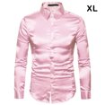 thumbnail image 2 of Minnieouse Camisa satinada lisa para hombre Casual Slim Fit - Grande y de secado rápido para cualquier ocasión Camisa para hombre Formal de Camisetas rosa SG, 2 of 6