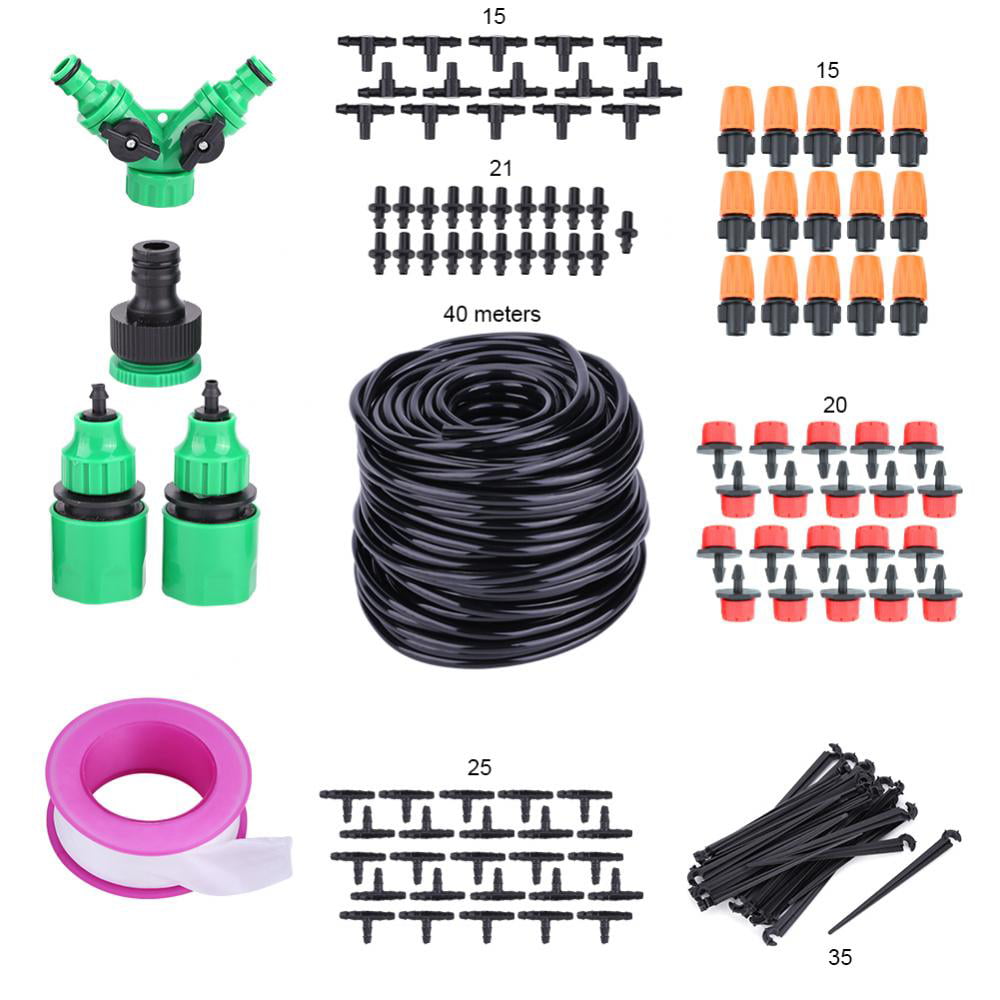 Patio Plant Watering Kit for Greenhouse Hiveseen 45M Micro Drip Irrigation System Kit with Adjustable Nozzle Sprinkler Sprayer and Dripper Automatic Landscape Lawn Terrace Flower Bed