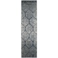 thumbnail image 4 of SAFAVIEH Madison Collection 2'3" x 12' Navy / Silver MAD604G Glam Ogee Trellis Distressed Non-Shedding Living Room Bedroom Runner Rug, 4 of 10