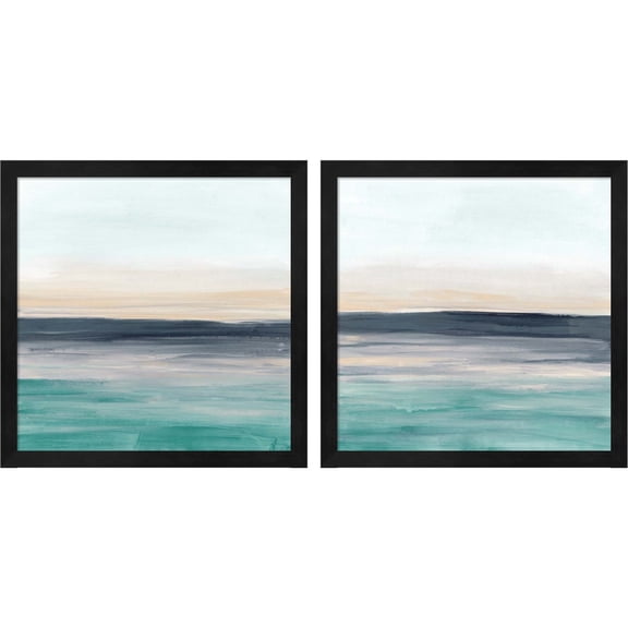 Great Art Now Sea Rise by June Erica Vess, 2 Piece Framed Art Set Each 13"W x 13"H