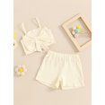 thumbnail image 3 of Suealasg Toddler Girls 2Pcs Summer Clothes 6M 1T 2T 3T 4T Sleeveless Bow Square Neck Cami Tops Elastic Waist Shorts Sets Kids Baby Girls Casual Outfits, 3 of 7