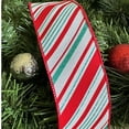thumbnail image 6 of Red White Teal Green Candy Cane Ribbon - 2 1/2" x 10 Yards, Wired Edge, Christmas Ribbon, Glitter Sparkles, Wreath, Bows, 6 of 6