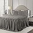 thumbnail image 3 of Lush Decor Ravello Pintuck Ruffle Skirt Bedspread Dark Gray Shabby Chic Farmhouse Style Lightweight 3 Piece Set King, 3 of 4
