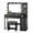 Black, variant on Tcbosik Modern Vanity Desk with Lighted Mirror and Charging Station, Makeup Table with Cushioned Stool, Dressing Table with Open Shelves and 5 Storage Drawers, White