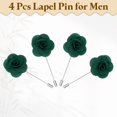 thumbnail image 3 of 4Pack Rose Lapel Pin for Men, Camellia Satin Flower Lapel Pins, Dark Green, 3 of 6