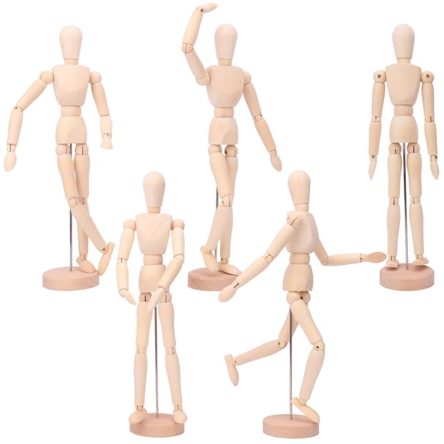 Figura de arte kukmakri de 30 cm, juego de 5, modelo de madera posable