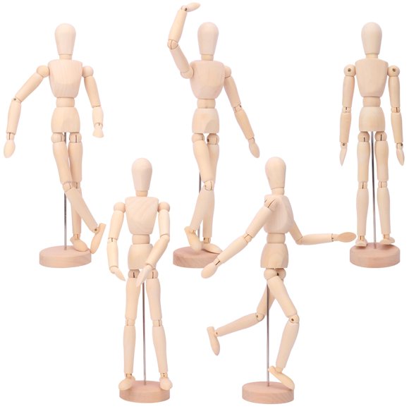 Figura de arte kukmakri de 30 cm, juego de 5, modelo de madera posable