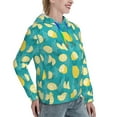 thumbnail image 6 of Daiia Lemon Blue Pattern Women's Fashion Hoodies & Sweatshirts with Kangaroo Pocket Hooded Sweatshirt with Eye-catching Drawstrings-Small, 6 of 7