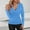 Blue, variant on Women's Sequined V-Neck Tops, Fashion Solid Color Long Sleeve T-Shirt, Fall Winter Wrinkle Base Tops