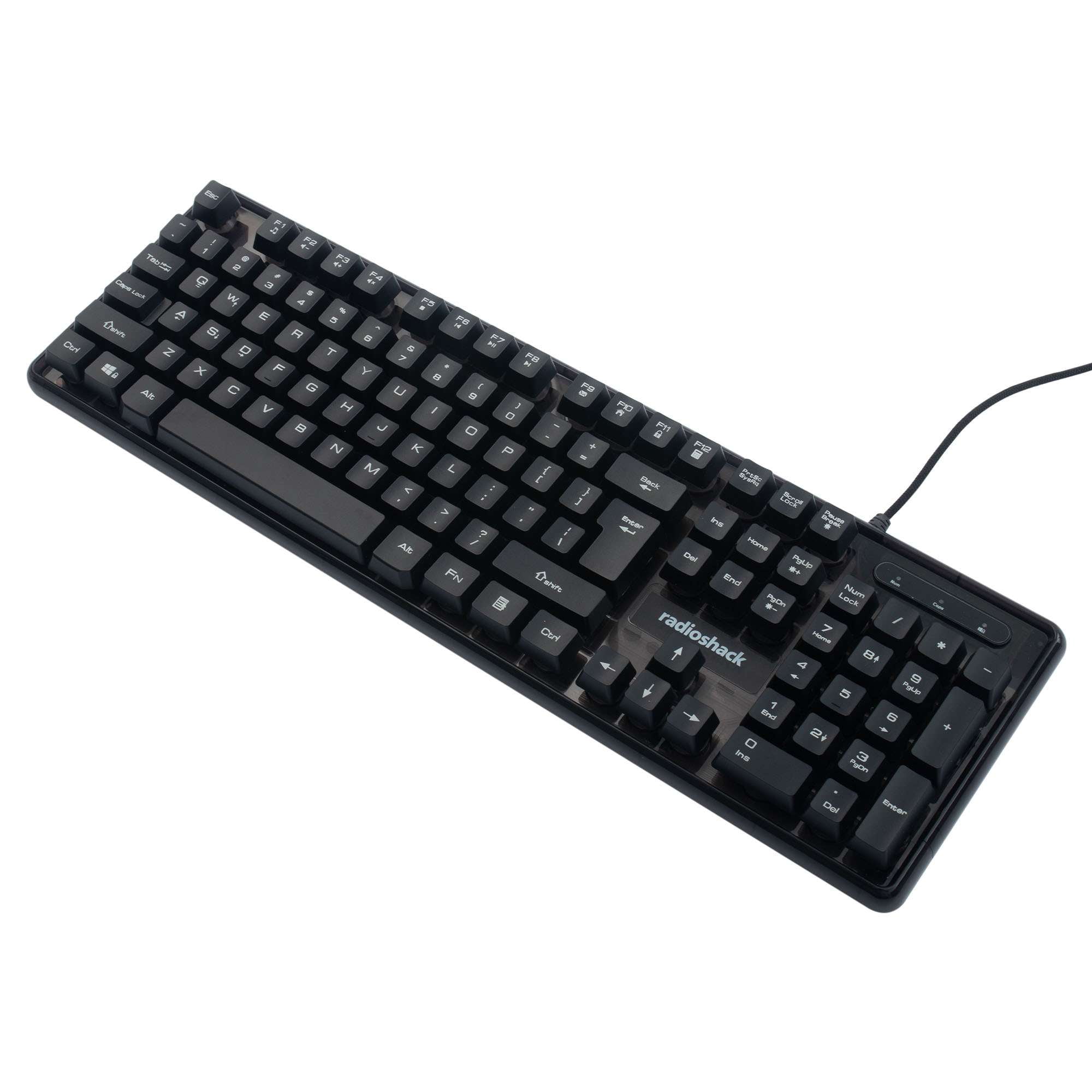 RadioShack Transparent Black Gaming Keyboard with Lighting (5V)