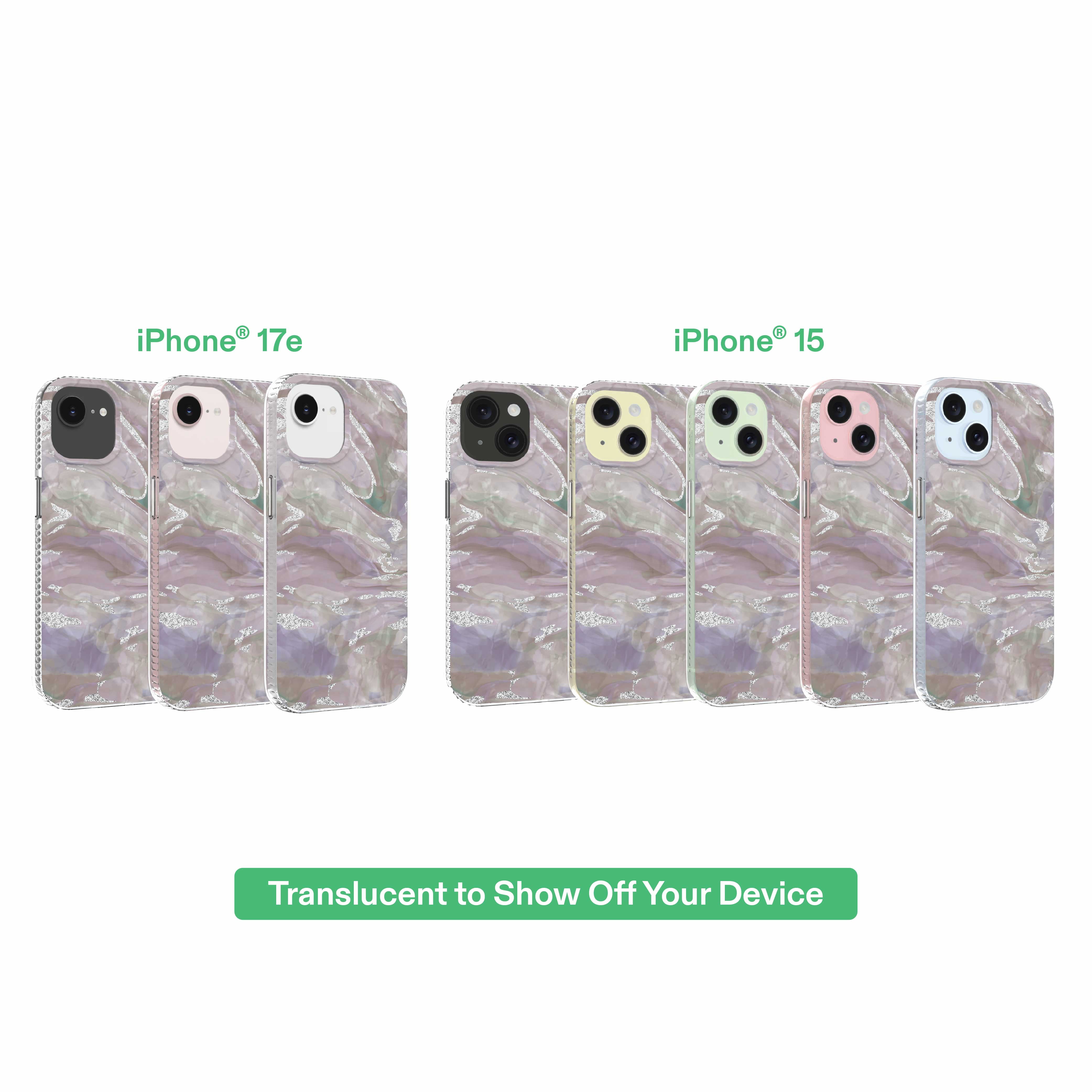 onn Purple Pearlescent Phone Case for iPhone 17e / iPhone 16e / iPhone 15 / iPhone 14 / iPhone 13