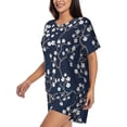 thumbnail image 2 of Goofa Cherry Blossoms on Navy Background for Womens Cotton 2 Piece Pajamas Set Classic Short Sleeve Pjs Set Soft Button Down Sleepwear Loungewear-Large, 2 of 7