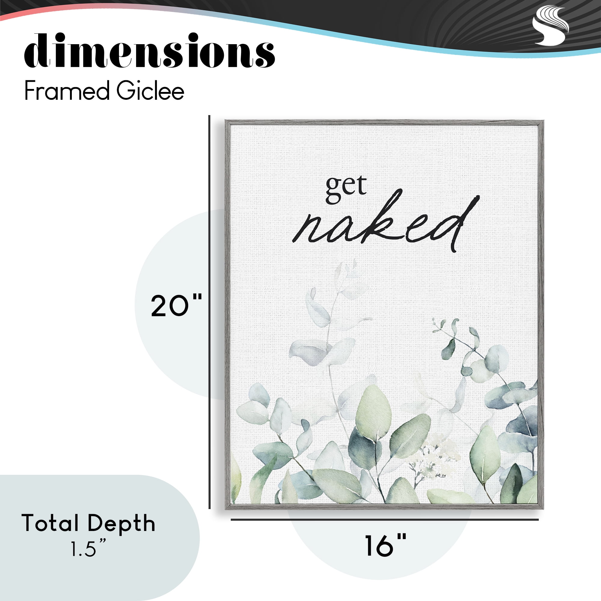 Get Naked Minimal Herbs Gray Framed Giclee Art, design by Lettered and Lined