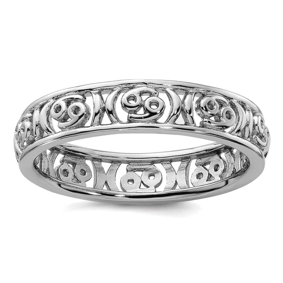 925 Sterling Silver Stackable Cancer Zodiac Ring Size 10 Stackable Ring for Women - 2.1 Grams