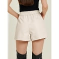 thumbnail image 4 of DARING DIVA Women's Faux Leather Elastic High Waist PU Shorts S Beige, 4 of 6