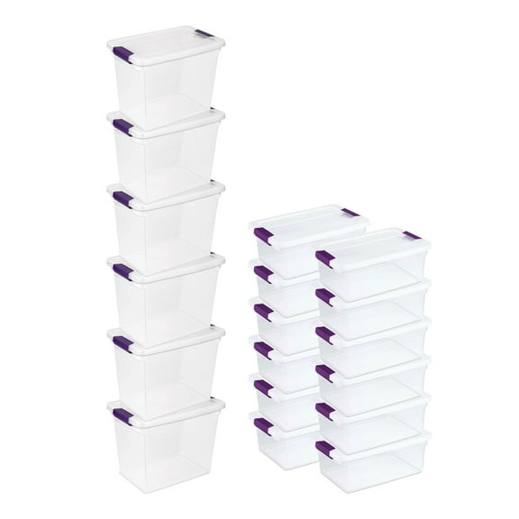 Sterilite 27 Qt Storage Container, 6 Pack, and 15 Qt Latch Tote, 12 Pack