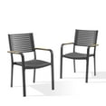 thumbnail image 7 of Ulax Furniture Outdoor Stackable Chairs Patio Aluminum/Plastic Dining Armchair With Teak Arm, Set of 2, 7 of 7