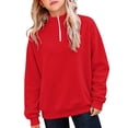 thumbnail image 6 of PLHWHYQ Girls' Zip Neck Hoodie for Little Girls – Cozy Kids' Casual Sweatshirt with Stand Up Collar Lightweight Winter Layer Red 9-10 Years, 6 of 8