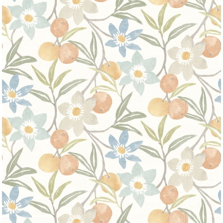 Chesapeake Passiflora Apricot Fruit and Floral Wallpaper