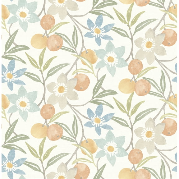 Chesapeake Passiflora Apricot Fruit and Floral Wallpaper