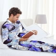 thumbnail image 6 of Daiia Butterflies for Men's Long-Sleeved Pajama Set – Soft & Comfortable Sleepwear Button-Up Pajamas Cozy Lounge Wear-Large, 6 of 7