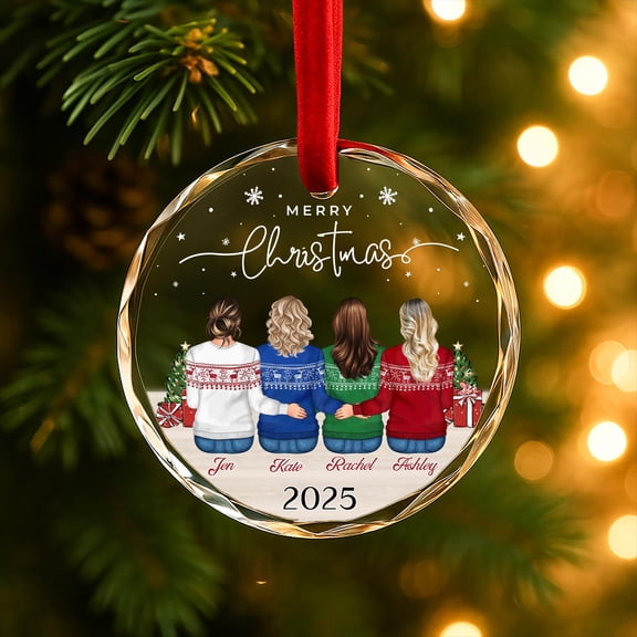 Besties Friendship Glass Ornament – Personalized BFF/Soul Sisters Christmas Keepsake
