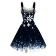 thumbnail image 3 of Christmas Dresses - Cocktail Dresses for Women, Womens Vintage Christmas Dress Xmas Snowflake Print Dresses Sleeveless Tunic Pleated Dress, 3 of 3