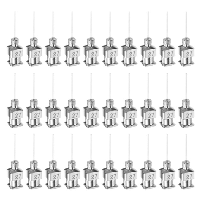 Uxcell 30pcs 27G agujas de acero inoxidable para dispensar, tubo de aguja de pegamento de 1/2" punta roma