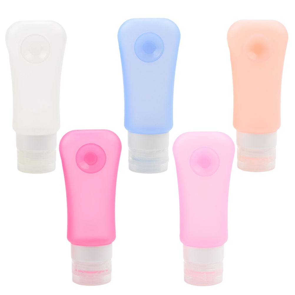 ROMANSENTIAL 5Pcs Travel Toiletry Containers made of Silicone for Moisturizer Dispenser with Leakproof Features
