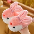 thumbnail image 4 of WOYY Girls Slippers Cartoon Rabbit Soft Soled Shoes Fuzzy Cozy Warm Home Shoes, 4 of 7
