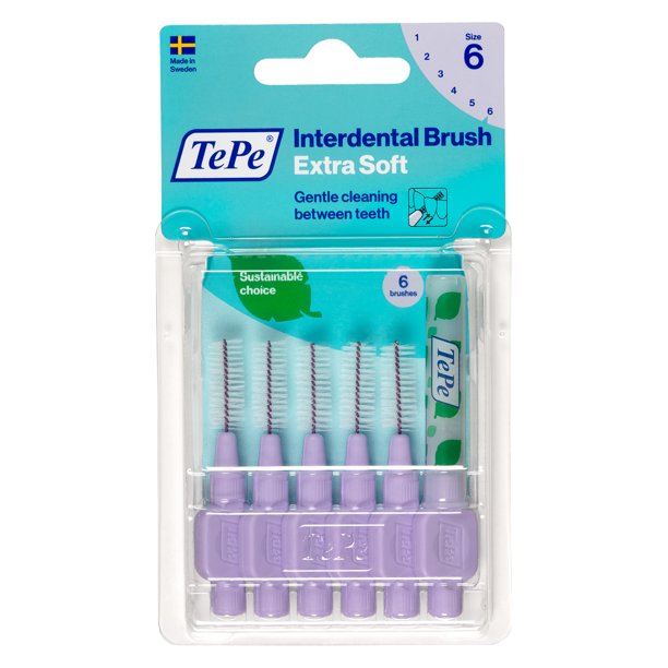 TePe Interdental Brush Extra Soft, Supersoft Dental Brush for Teeth Cleaning, Pack of 8, 1.1 mm