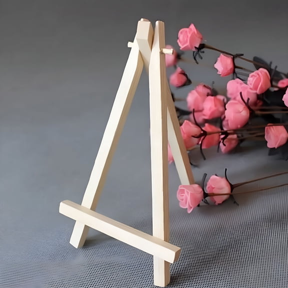 LAMIRO 10 Pack Display Easel,Natural Wooden Tripod Holder Stand for Displaying Small Canvas,Business Cards,Photos - 8x15CM